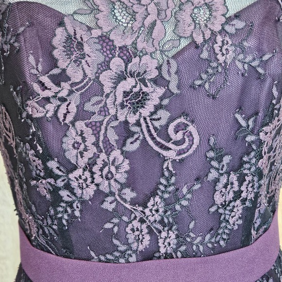 JASMINE Black Label Purple Floral Lace Sheath Dress Size 4 - Picture 3 of 15